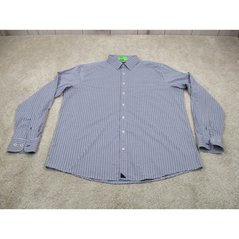UNTUCKit Shirt Men 2XLT Tall Blue Red Plaid Performance Stretch Casual Button Up
